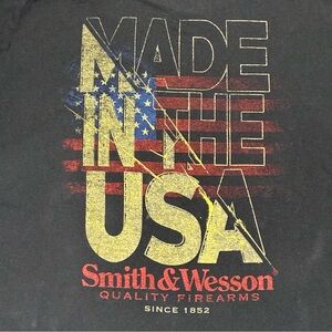 Smith & Wesson Double Sided Black T-Shirt Size XL Made In USA Graphic Gun Shirt